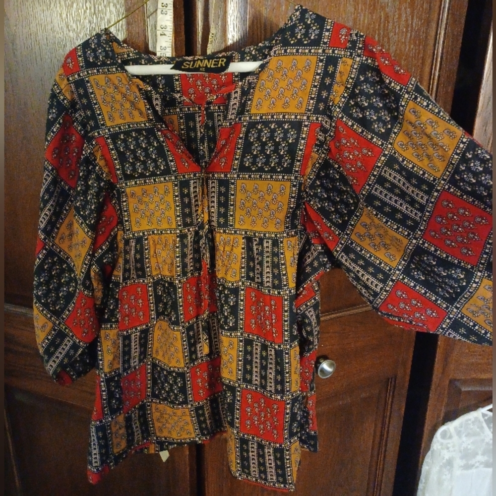 Anthropologie Sunner Cotton patchwork Blouse Top